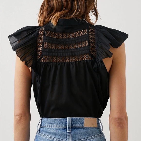 Rails Louella Lace Inset Flutter Sleeve Top Size XL EUC - Picture 2 of 10